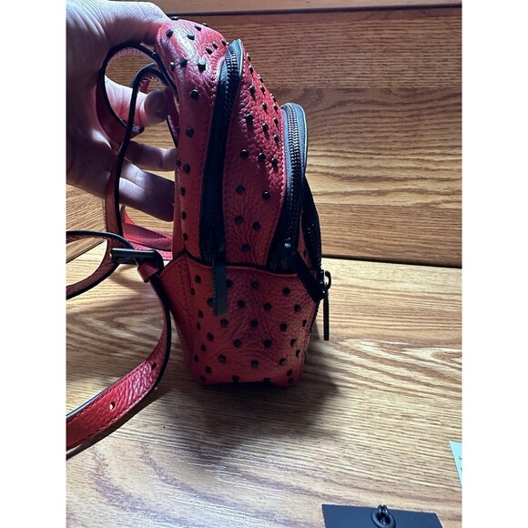 Rare HTF Kendall And Kylie Ruby Red Black Studded Mini Backpack Zip Around